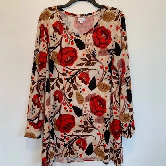 LuLaRoe Floral V-Neck Top - Picture 1 of 6